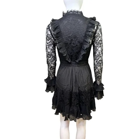 Black Lace Trimmed Dress - Picture 3 of 13